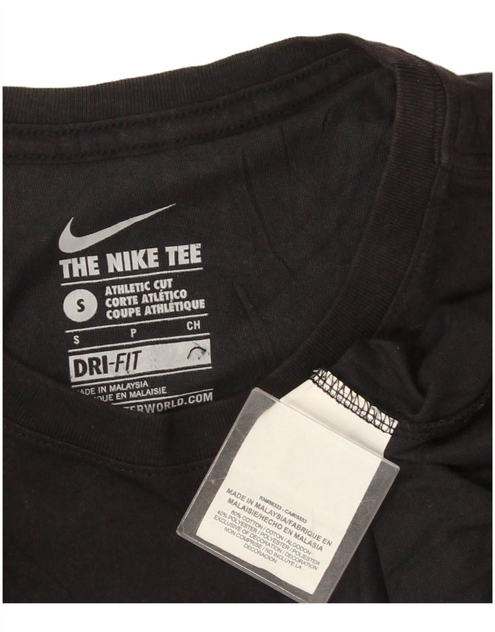 NIKE Camiseta de corte atlético para hombre, talla pequeña, algodón negro