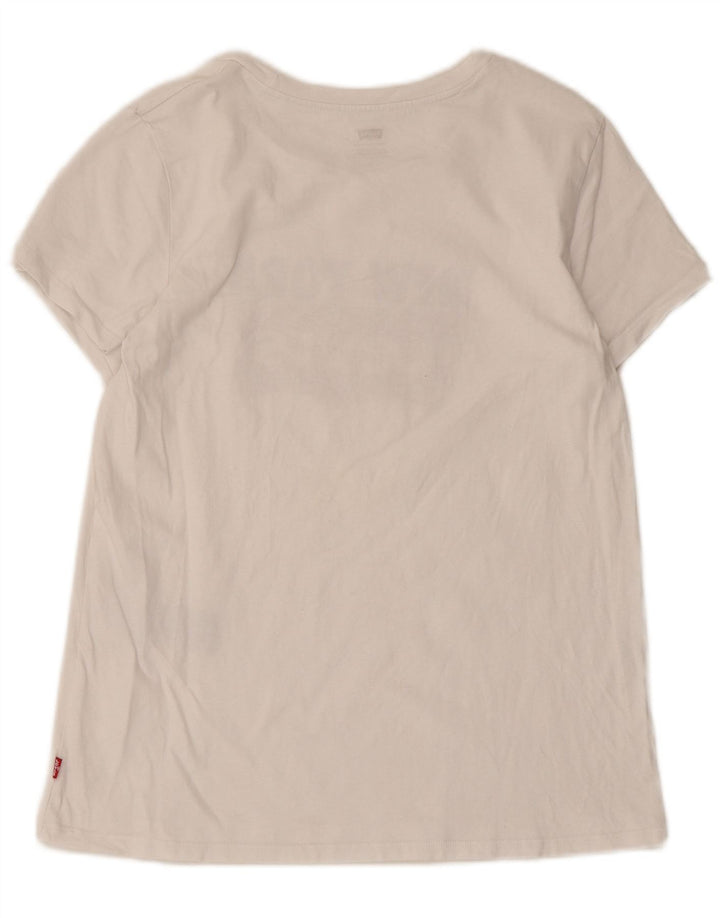 Levi's Camiseta gráfica para mujer Top UK 12 Medium White Cotton