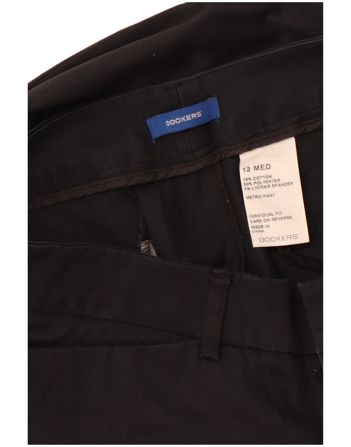 DOCKERS Pantalones casuales rectos para mujer US 12 Large W32 L29 Algodón negro