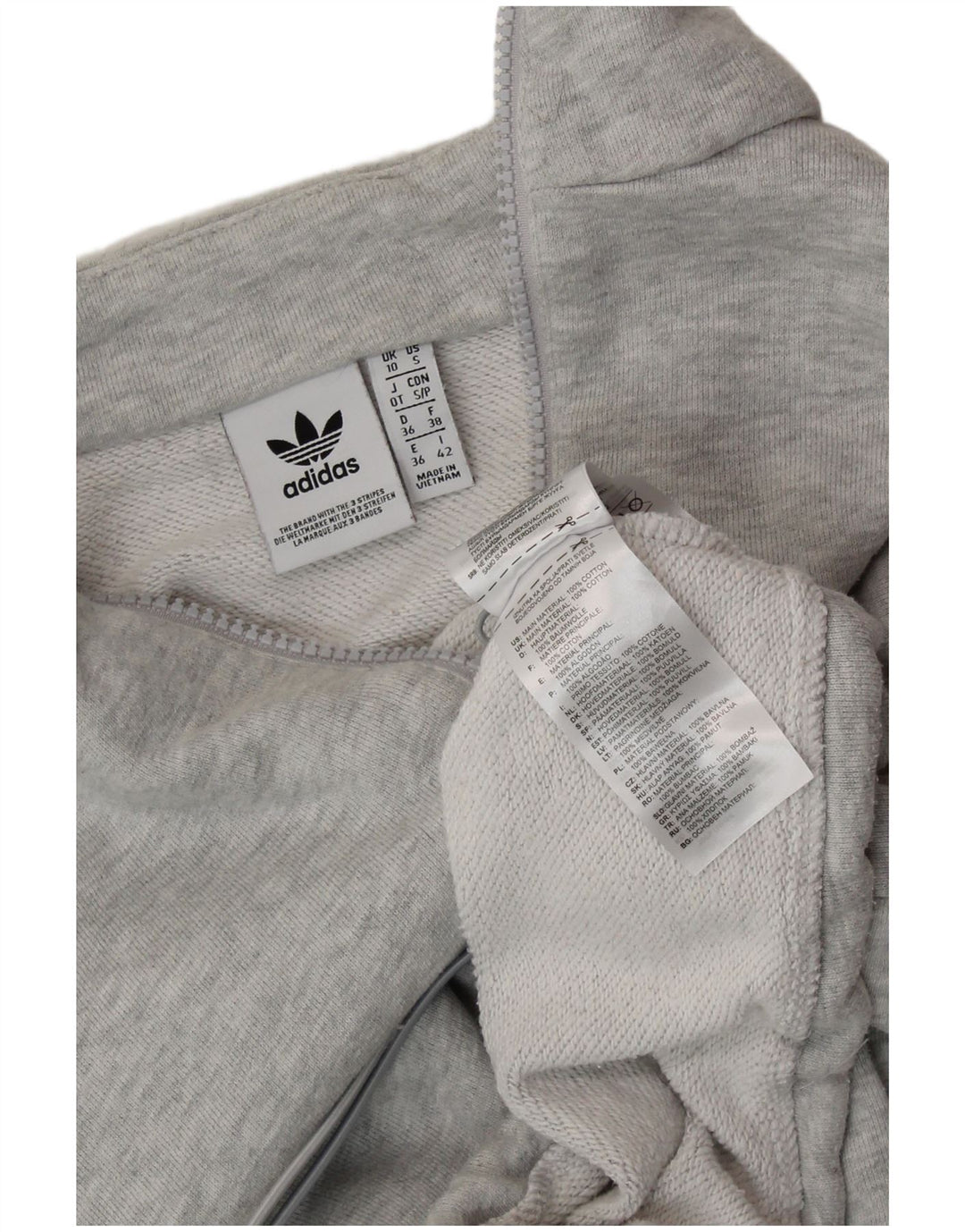 ADIDAS Mujer Oversize Crop Graphic Sudadera Jumper UK 10 Small Gris