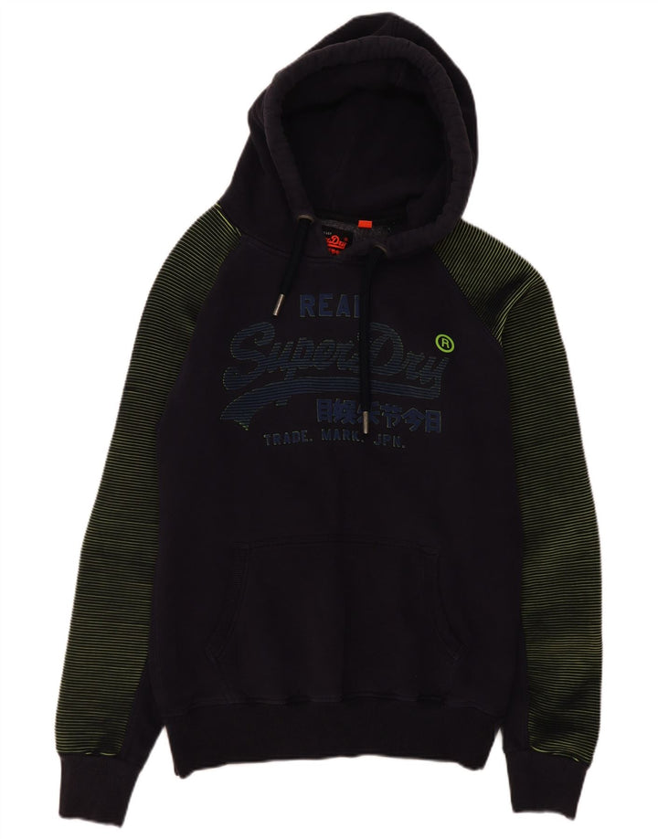 Superdry Jersey con capucha gráfica para hombre, talla grande, de algodón azul marino