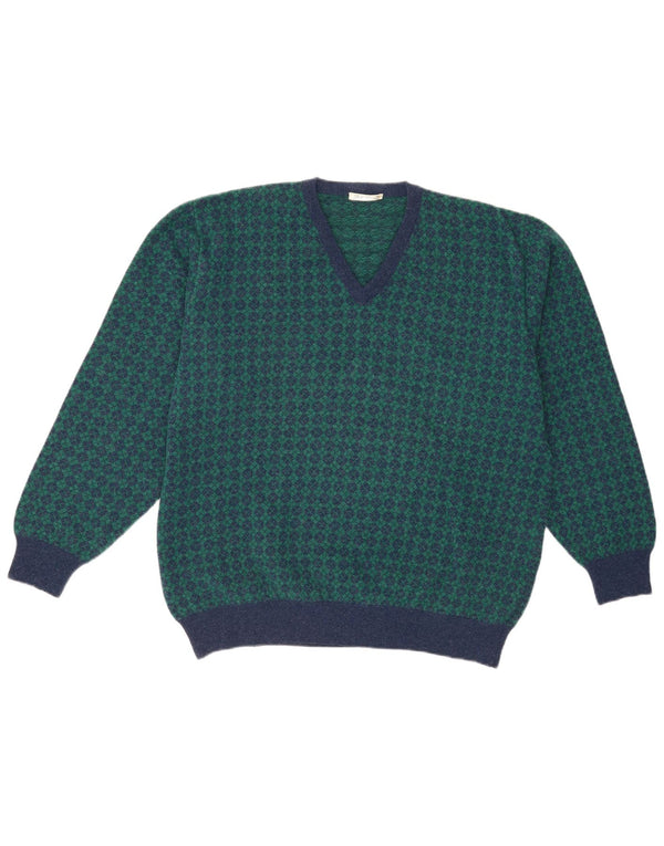 Della Ciana Jersey con cuello en V para hombre IT 52 Large Green Geométrico