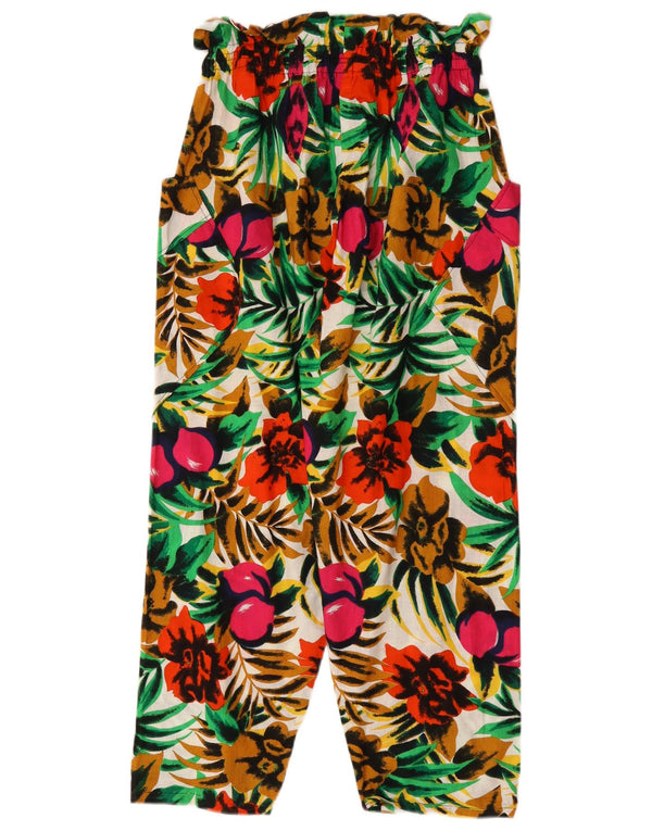 Vintage mujer cintura alta pantalones recortados W26 L23 multicolor floral