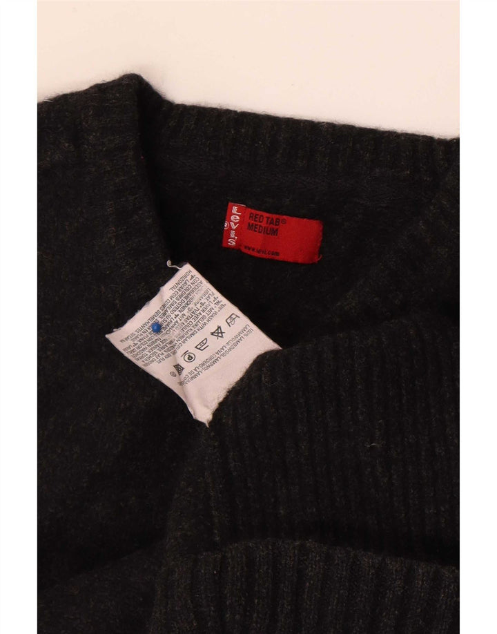 Levi's Jersey con cuello en V para hombre de lana de cordero negra mediana