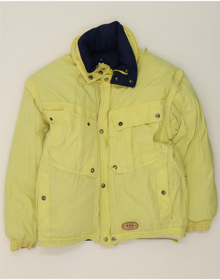 Vintage hombres reversible chaqueta acolchada Reino Unido 38 medio azul marino nylon