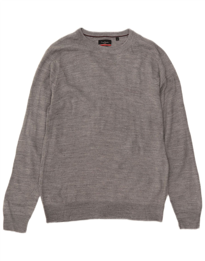 Pierre Cardin - Jersey de cuello redondo para hombre, acrílico gris grande