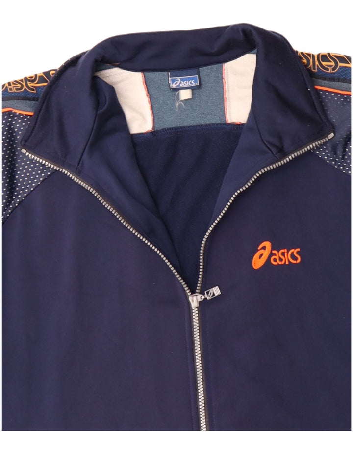 ASICS Chaqueta superior de chándal gráfico para hombre 2XL Poliéster azul marino