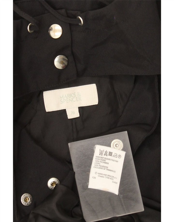 MARKS & SPENCER Chaqueta cortavientos con capucha para mujer UK 20 2XL Poliamida negra