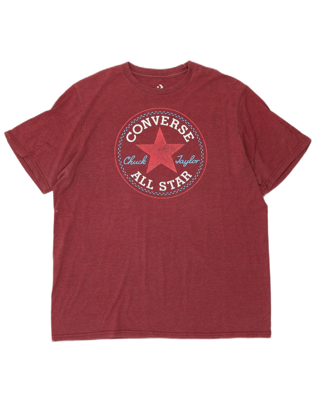 CONVERSE Camiseta con gráfico Chuck Taylor para hombre, color granate mediano