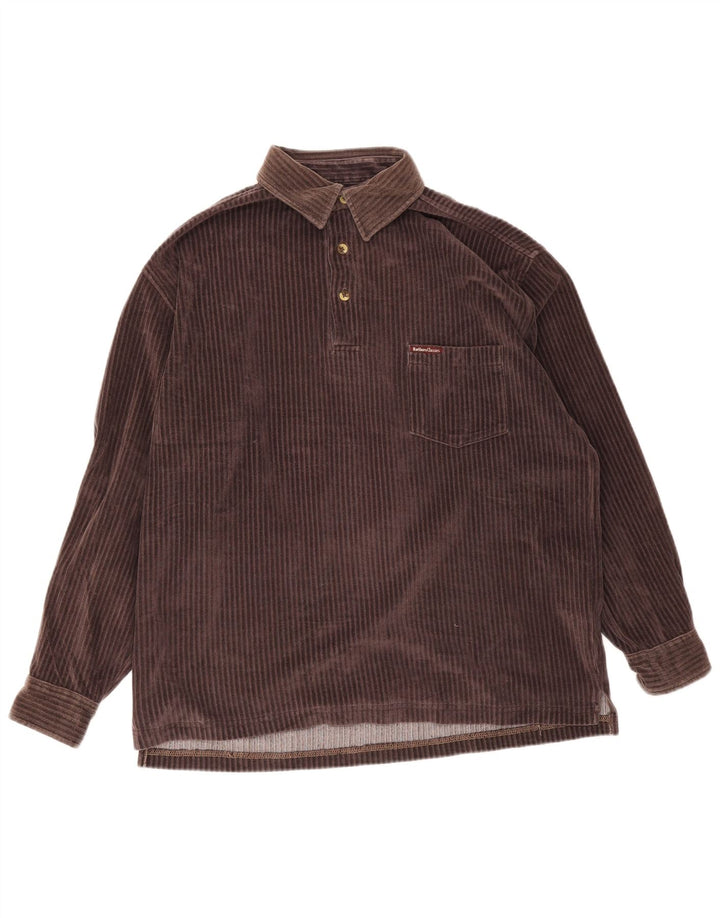 Marlboro Classics Camisa tipo jersey de pana para hombre Algodón marrón medio