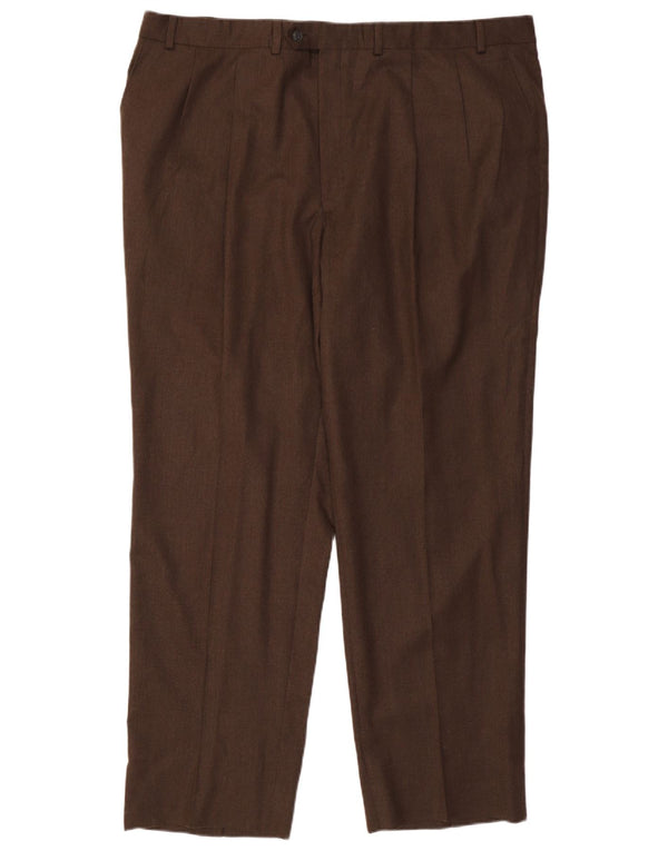 RALPH LAUREN Pantalón de traje con pinzas para hombre W46 L33 Lana marrón