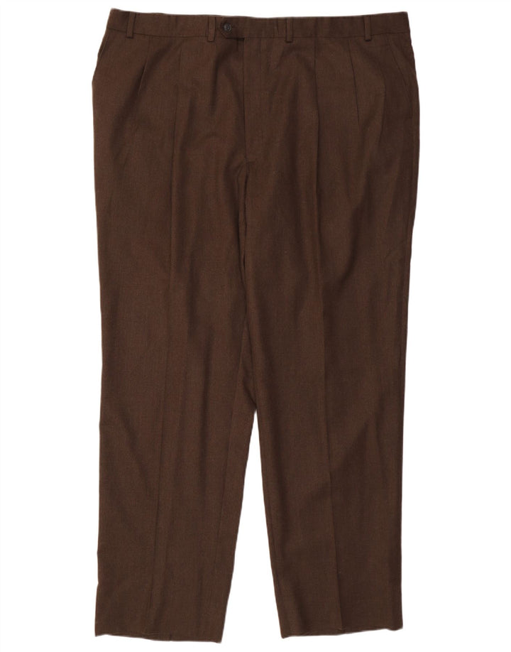 RALPH LAUREN Pantalón de traje con pinzas para hombre W46 L33 Lana marrón