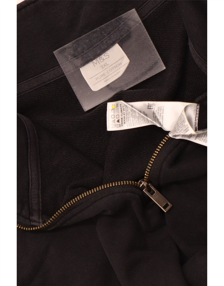 Marks & Spencer - Sudadera con cuello y cremallera para hombre, talla 3XL, algodón negro