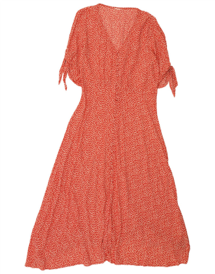 Vintage mujer Maxi vestido EU 40 medio rojo floral viscosa