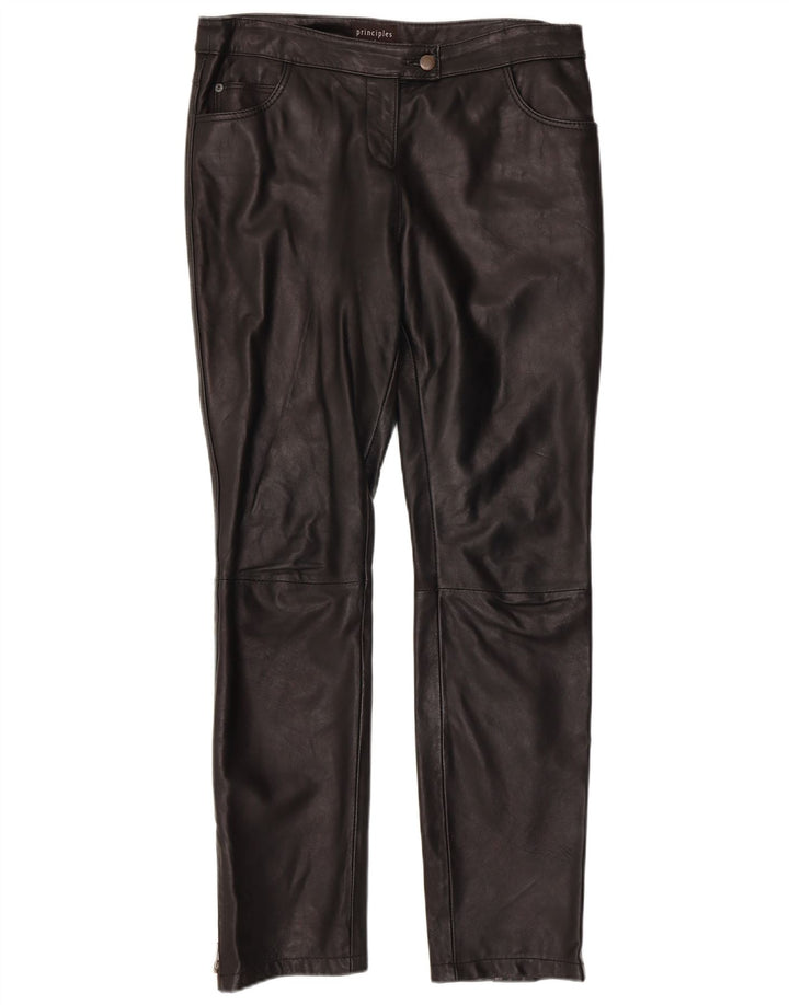 PRINCIPLES Womens Slim Trousers UK 12 Medium W34 L30  Black Leather