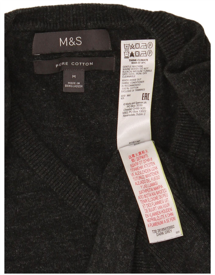 Marks & Spencer Jersey con cuello en V para hombre de algodón moteado gris medio