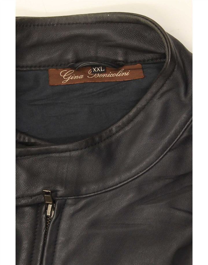 Vintage chaqueta de cuero para hombre Reino Unido 44 2XL negro