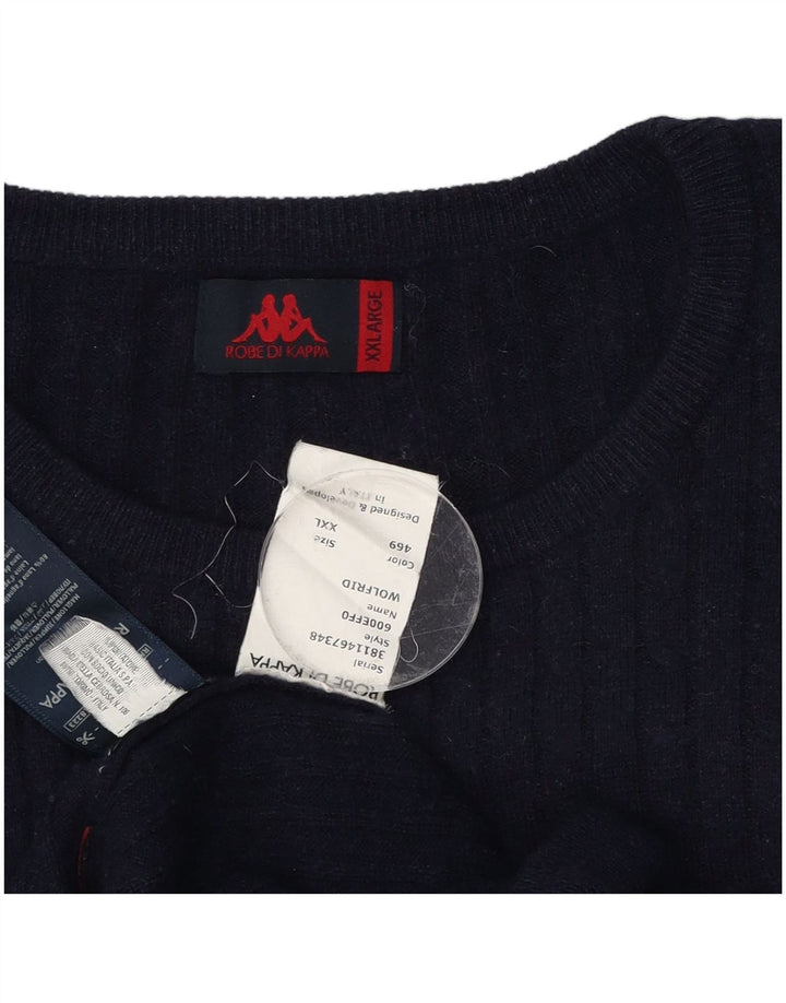 Kappa - Jersey de cuello redondo para hombre, talla 2XL, lana azul marino