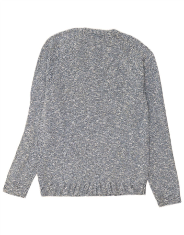 Marks & Spencer Jersey con cuello barco para hombre, jersey de algodón moteado en azul pequeño