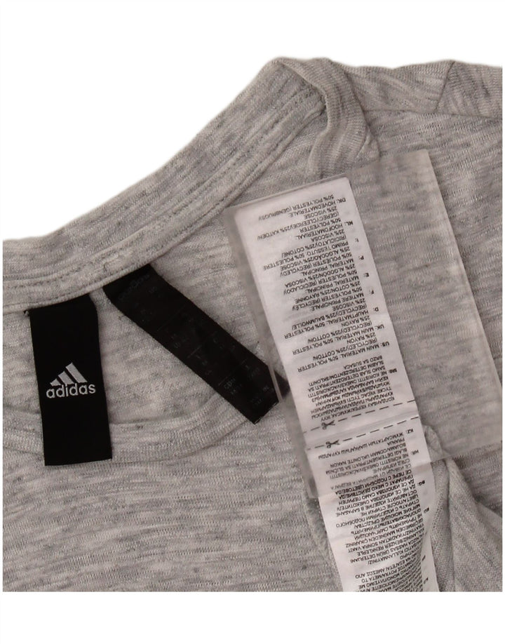 ADIDAS Camiseta gráfica para mujer Top UK 12/14 Poliéster moteado gris medio