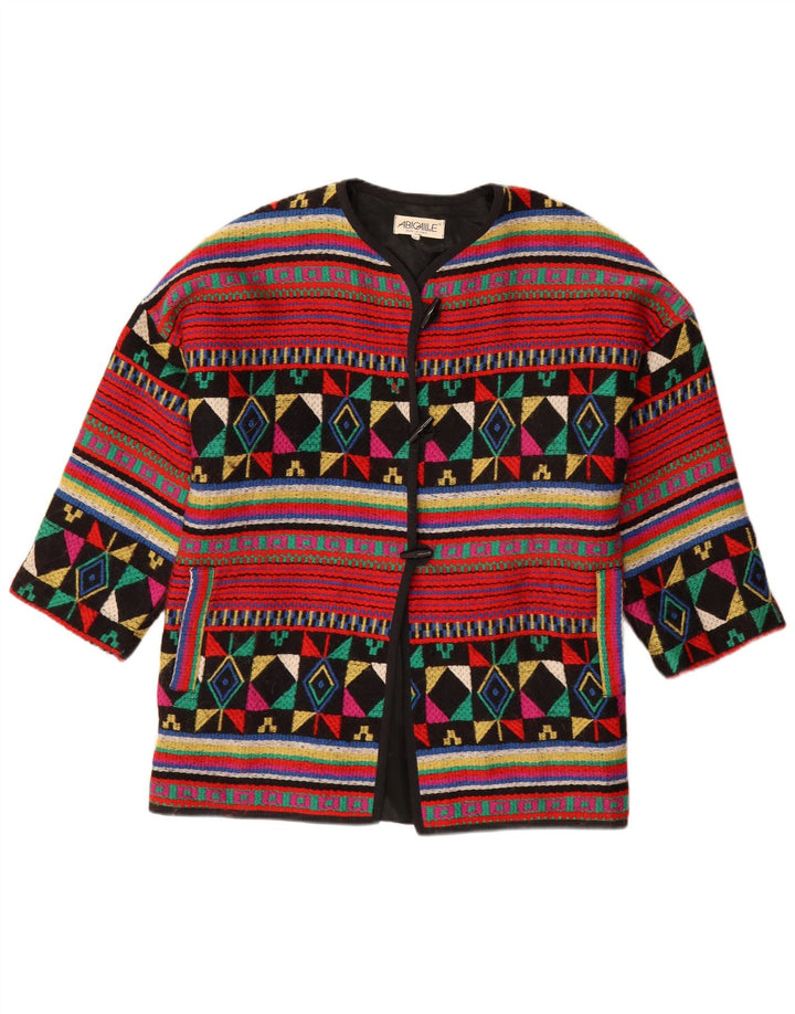 Vintage mujer chaqueta de lona de gran tamaño IT 44 medio multicolor geométrico