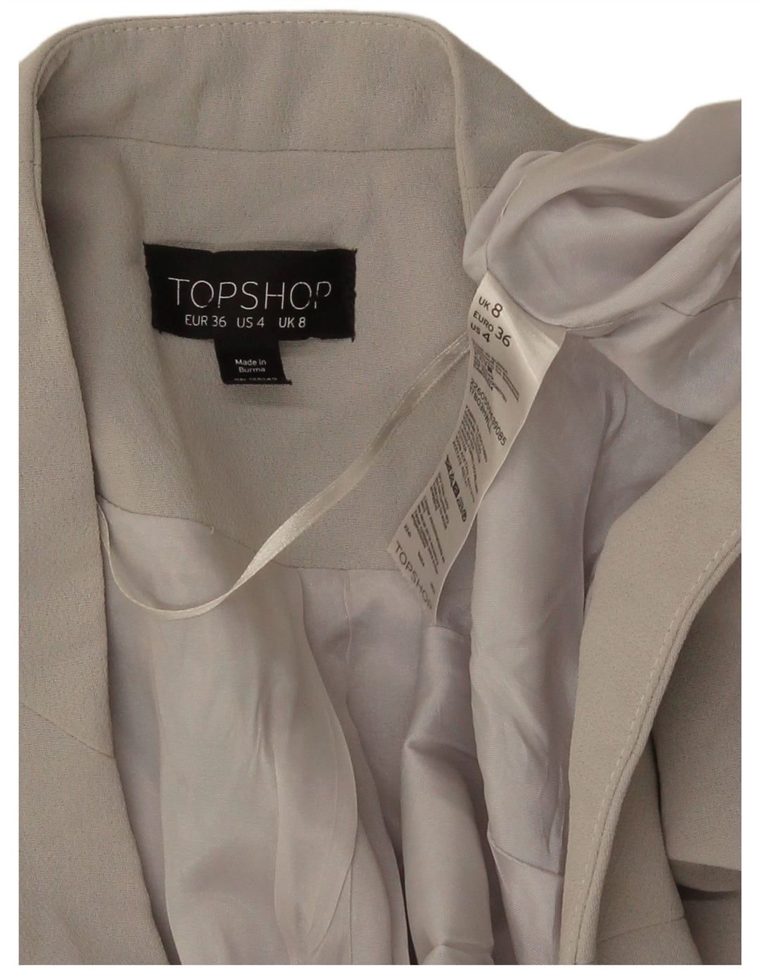 Topshop Chaqueta Bolero para Mujer UK 8 Small Poliéster Gris