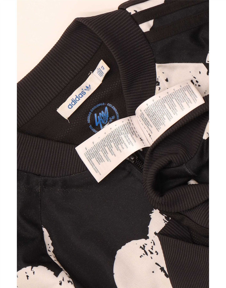 Adidas Mujer Gráfico Chándal Top Chaqueta IT 42 Medio Negro Corazón