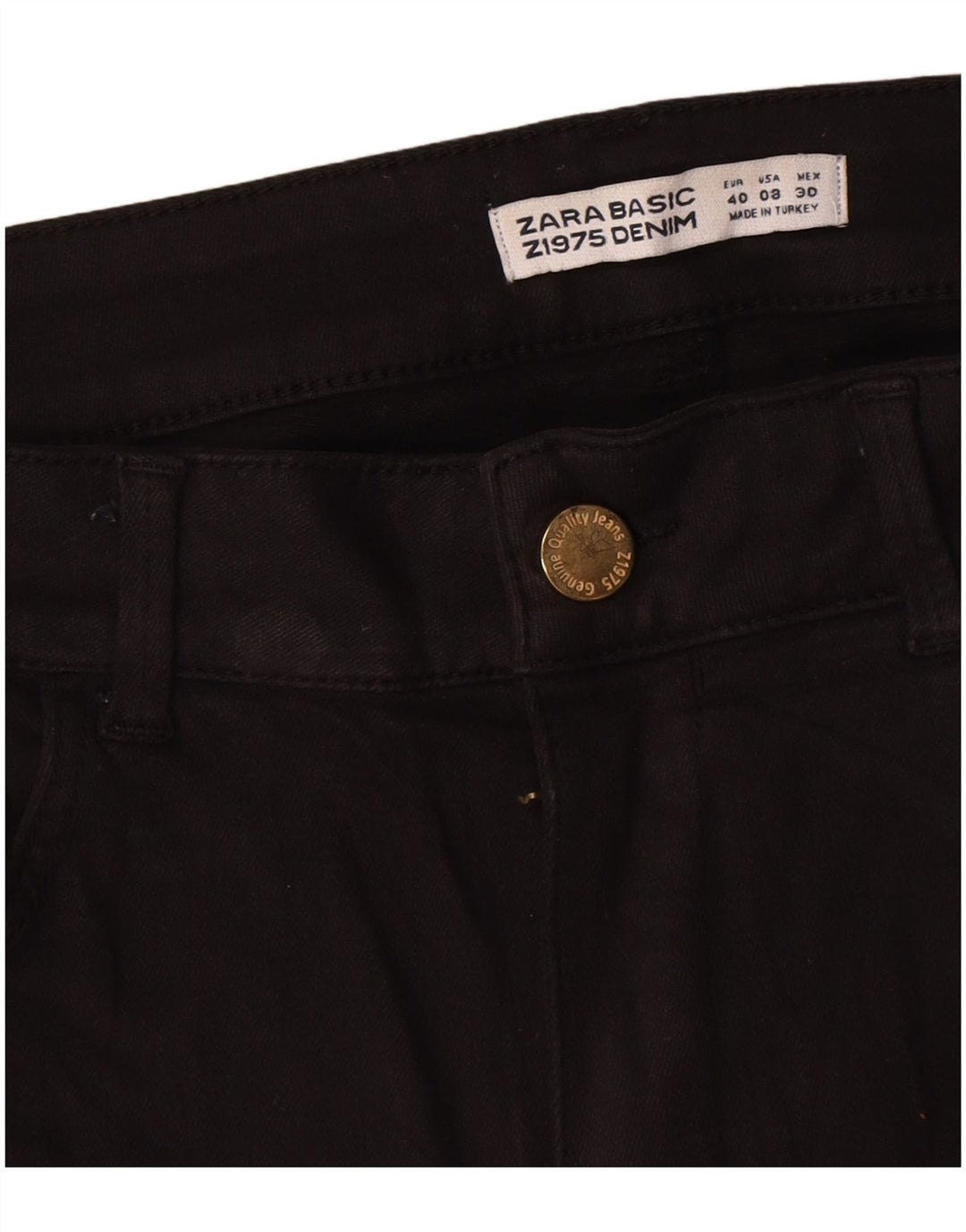 Zara Jeans Rectos Mujer EU 40 Medium W30 L30 Algodón Negro