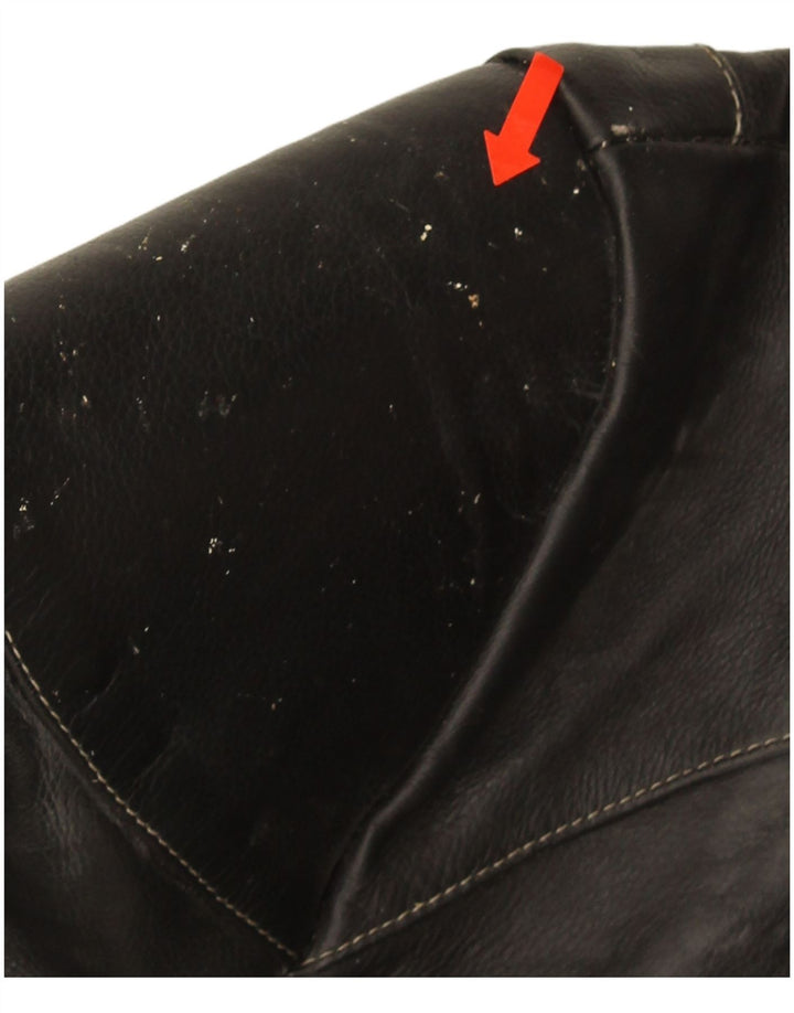 POLO Chaqueta de cuero para mujer UK 14 Medium Black Leather