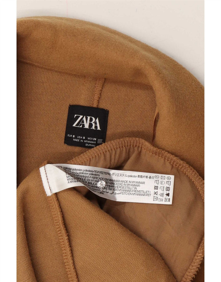 Zara Mujer Abrigo Abierto UK 40 Pequeño Poliéster Beige