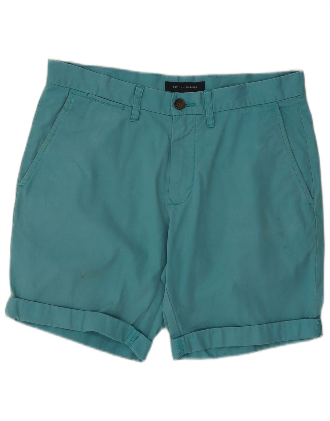 Tommy Hilfiger Pantalones cortos chinos para hombre W32 Algodón turquesa medio