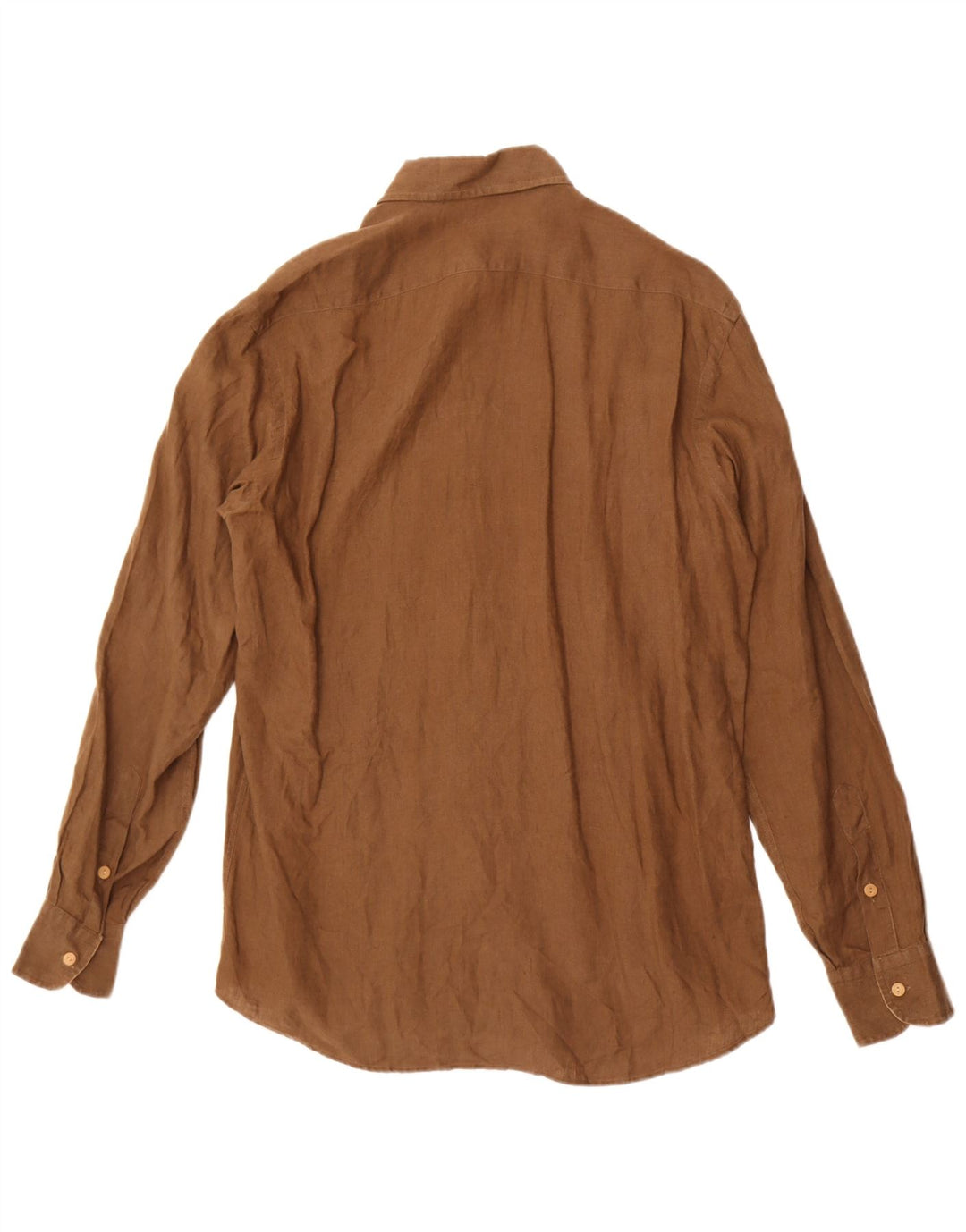 ALVIERO MARTINI Camisa Hombre Talla 40 Lino Marrón Medio