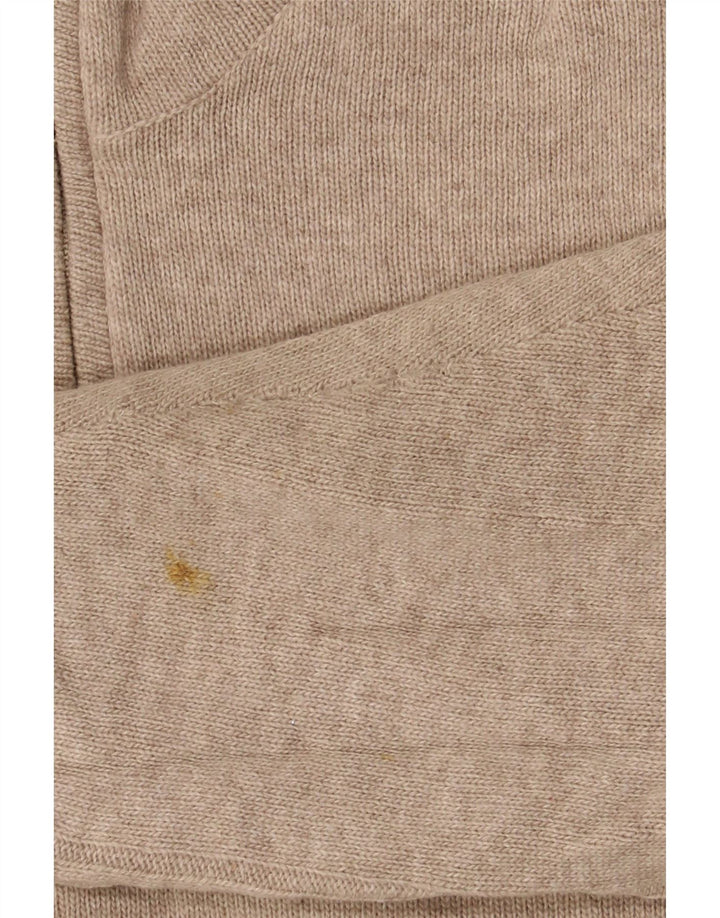 Marks & Spencer Hombre Azul Harbor Zip Neck Jumper Suéter Pequeño Lana Beige
