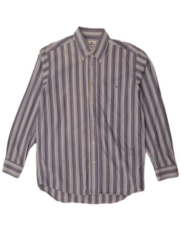Camisa Lacoste Hombre Talla 39 Algodón Rayas Azul Medio