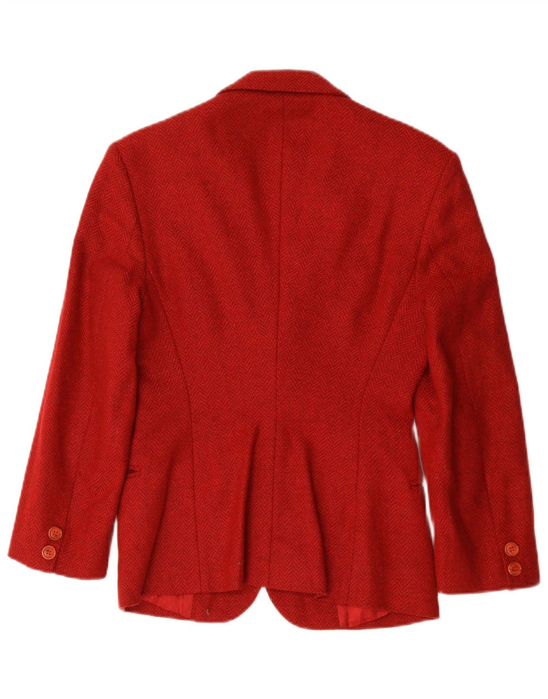 Benetton Chaqueta Americana De 2 Botones IT 42 Mediana De Lana De Espiga Roja