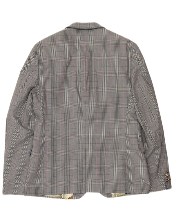 Ted Baker Chaqueta tipo blazer con 2 botones para hombre, talla 4, algodón a cuadros gris grande