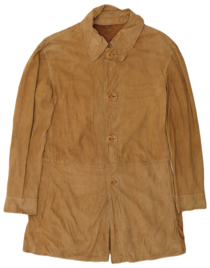 A. RASPINI Chaqueta de ante para hombre UK 36 Small Cuero marrón