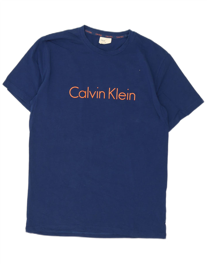 Calvin Klein Hombre Camiseta Gráfica Top Azul Medio