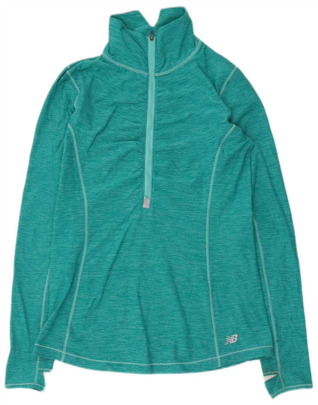 New Balance Mujer Zip Neck Jersey Chándal Top UK 12 Verde Medio