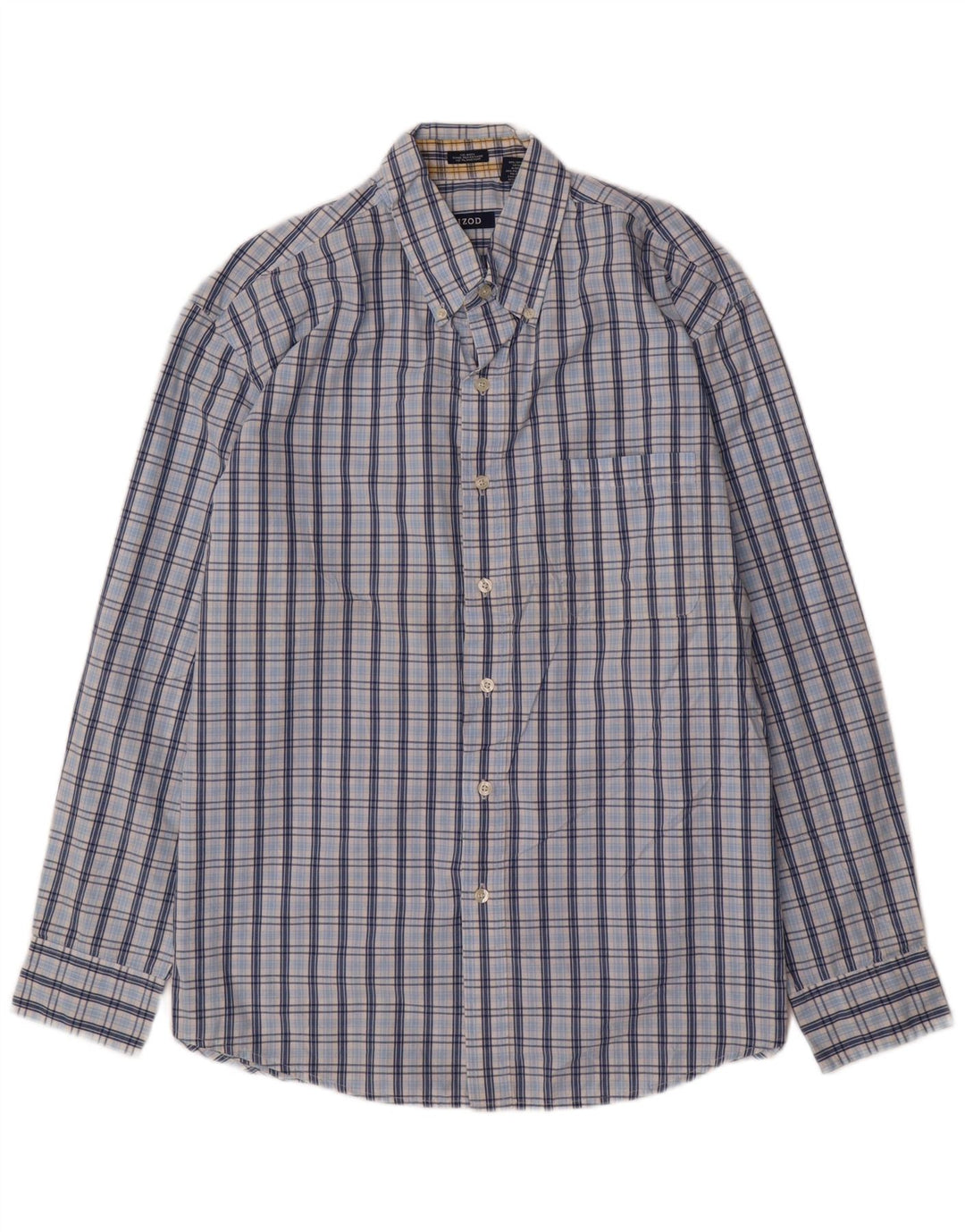 IZOD Camisa de hombre grande de algodón a cuadros azules