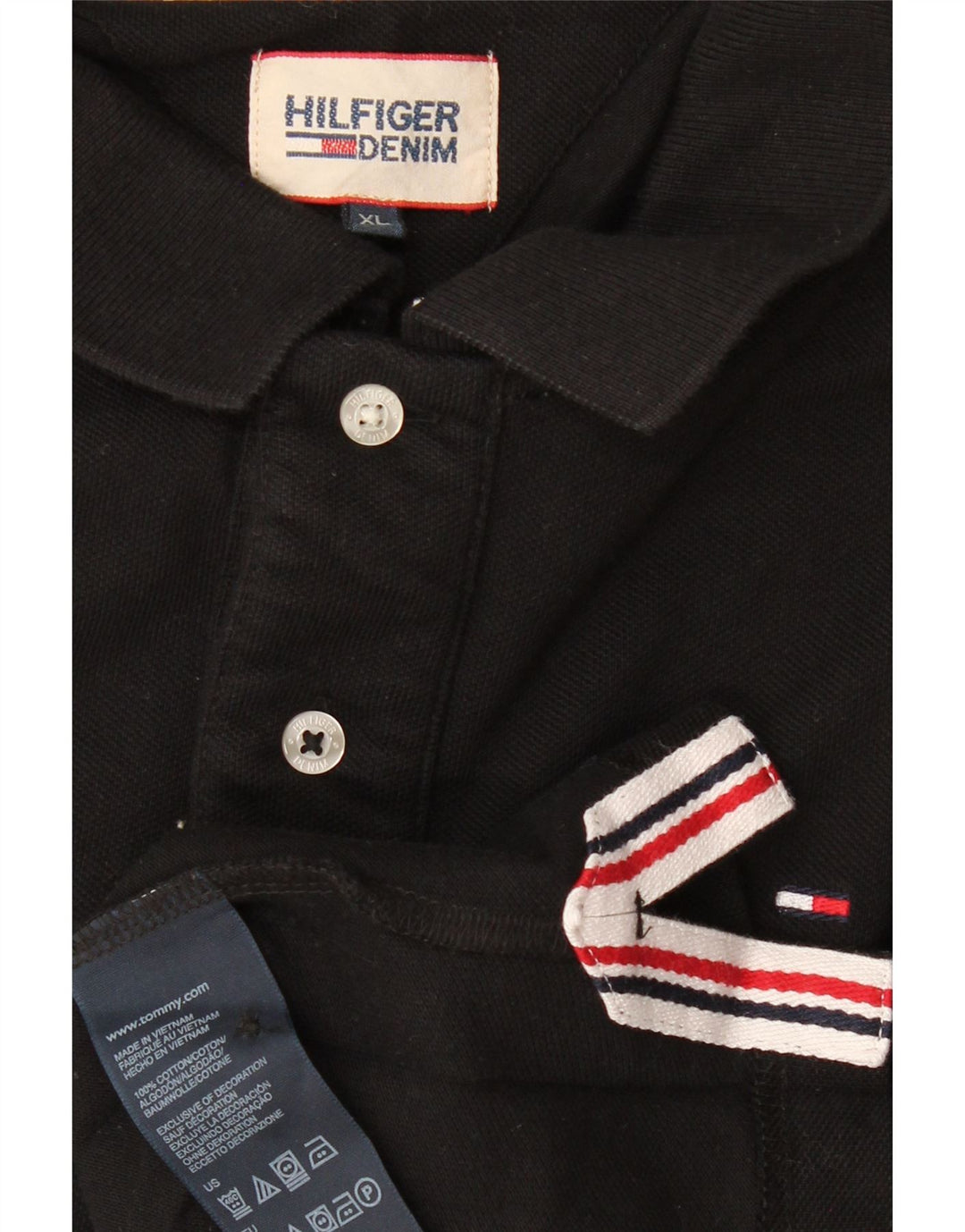 TOMMY HILFIGER Polo para hombre XL Algodón negro