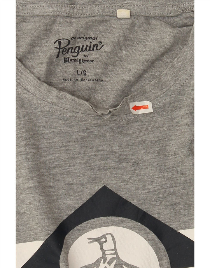 Penguin - Camiseta gráfica para hombre, talla grande, algodón gris