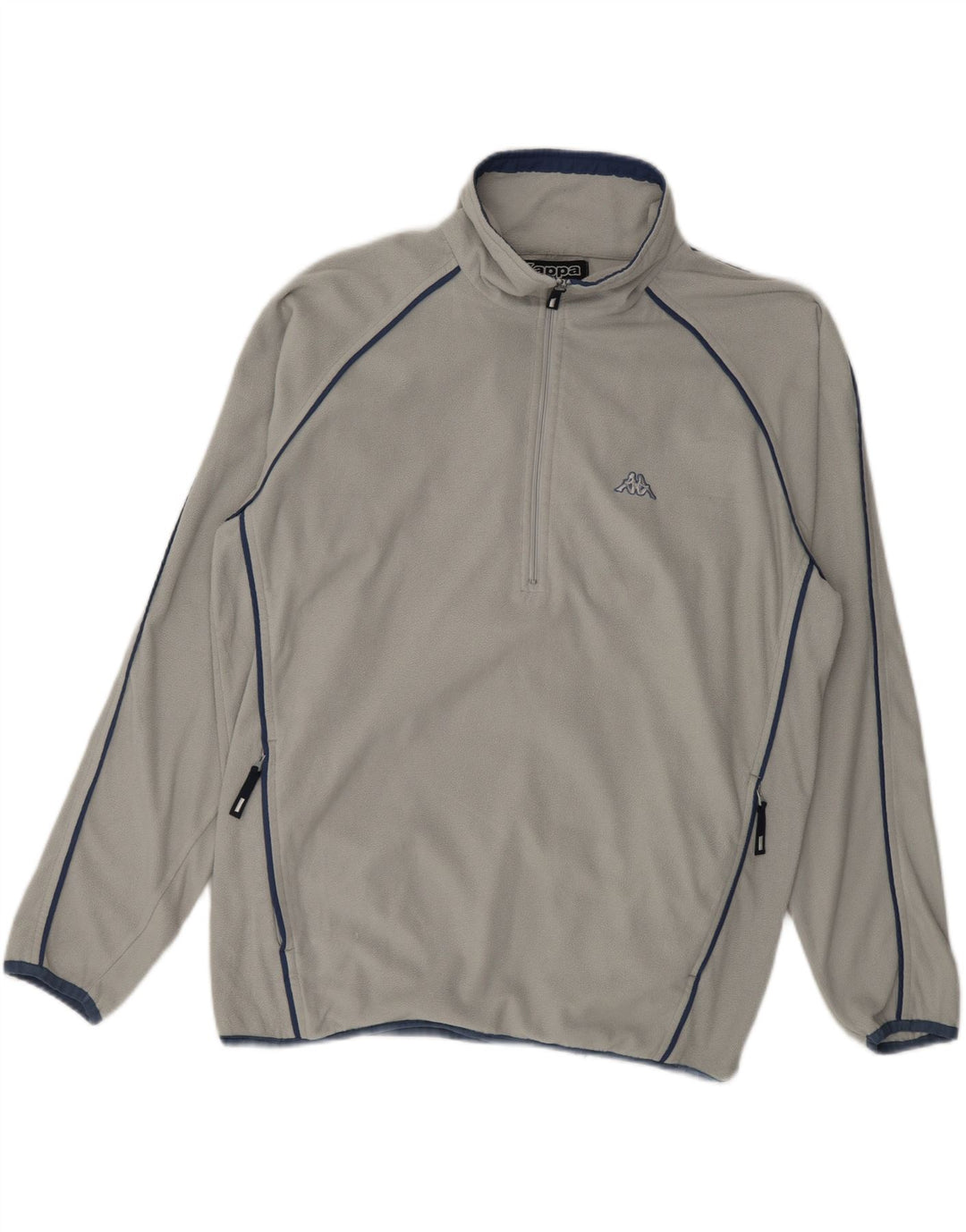 Kappa Hombre Zip Neck Fleece Jumper Large Gris Poliéster