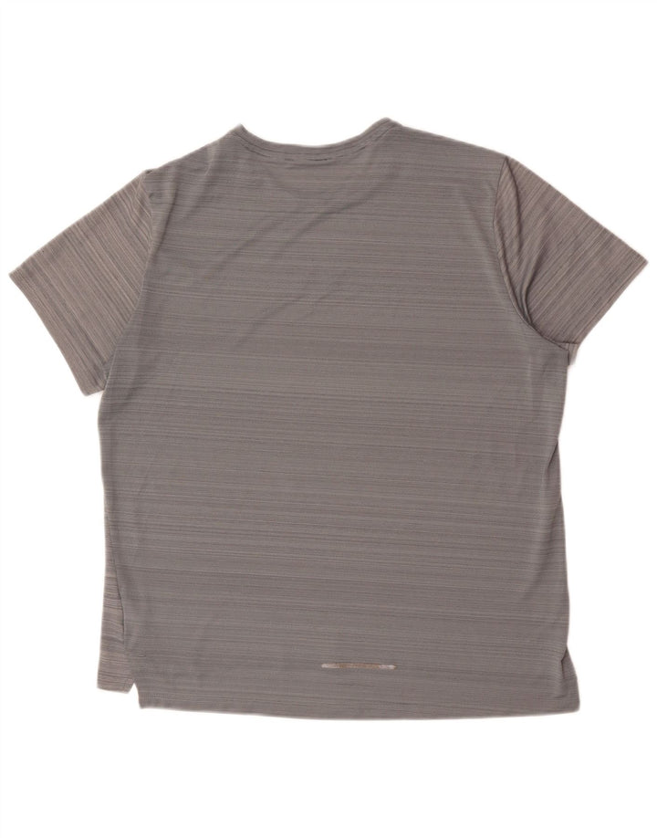 Camiseta Nike Dri Fit para hombre Top grande gris con rayas de poliéster