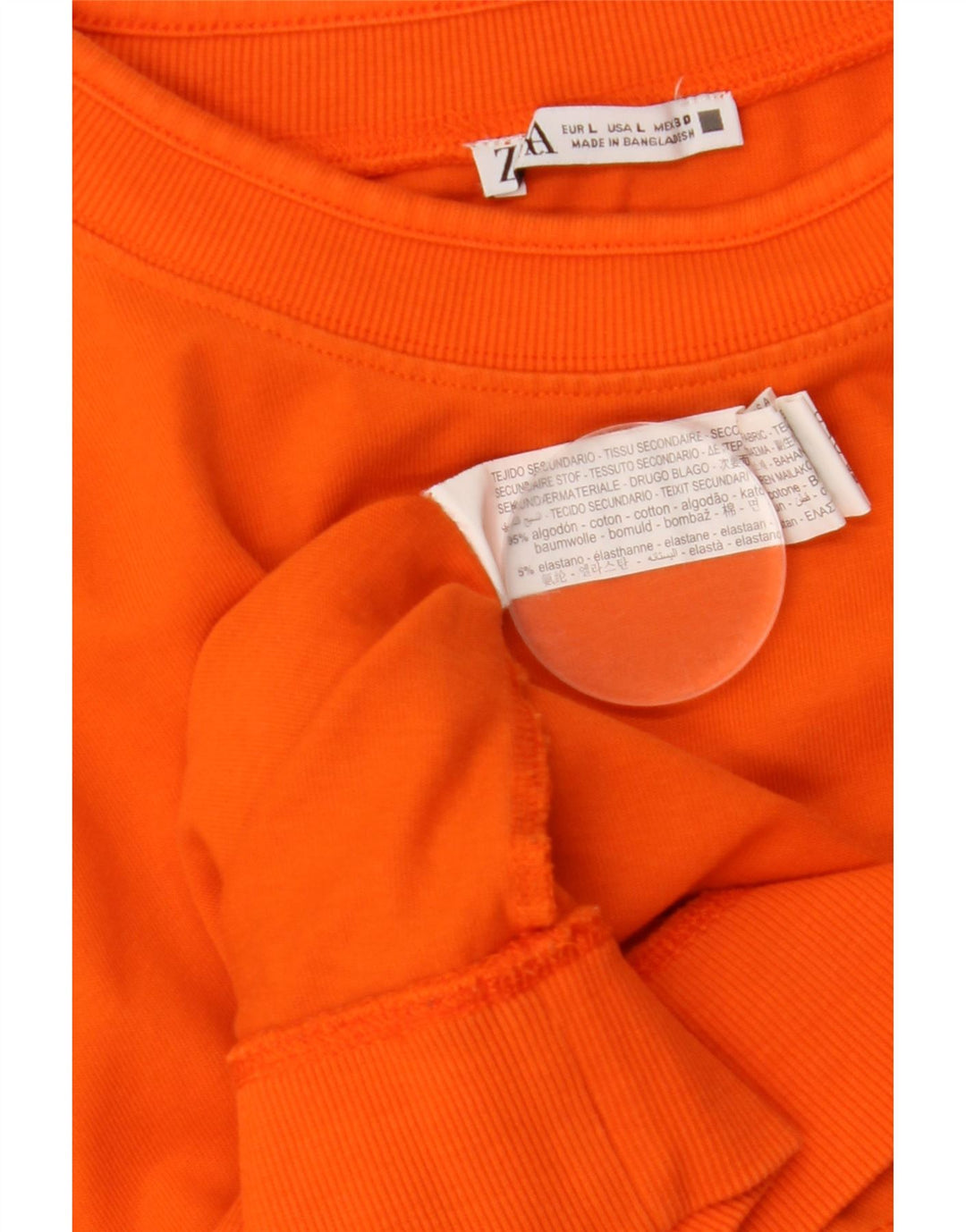 ZARA Mujer Sudadera Jumper UK 46 Large Naranja Algodón