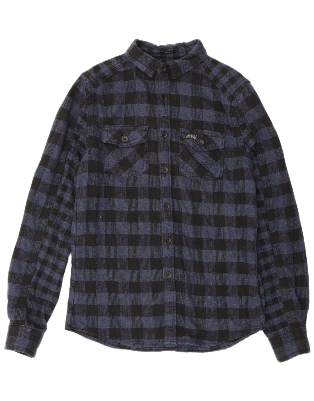 Superdry Camisa De Franela De Algodón A Cuadros Azul Marino Pequeño