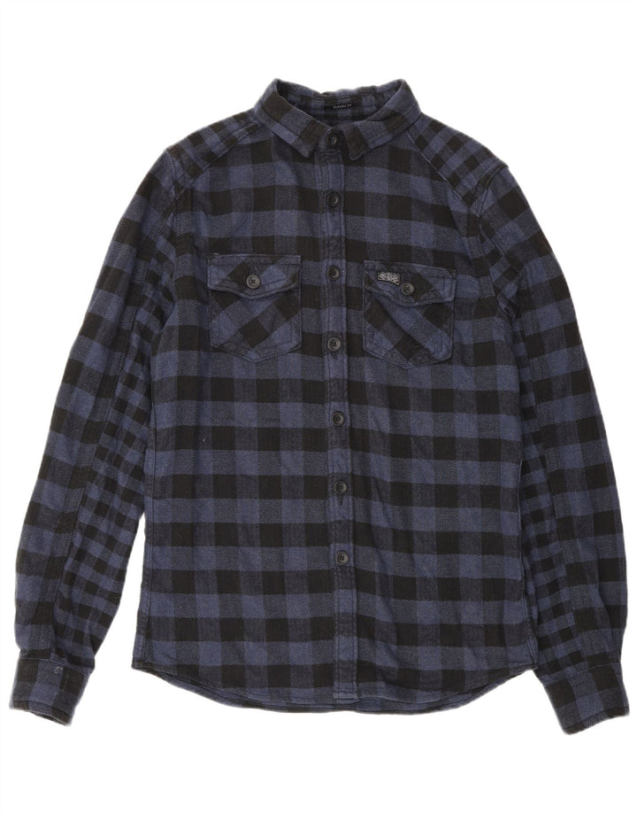 Superdry Camisa De Franela De Algodón A Cuadros Azul Marino Pequeño