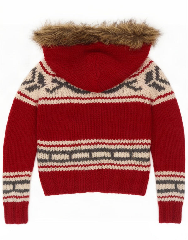 Superdry Cárdigan con capucha para mujer UK 40 Pequeño Rojo Fair Isle Acrílico