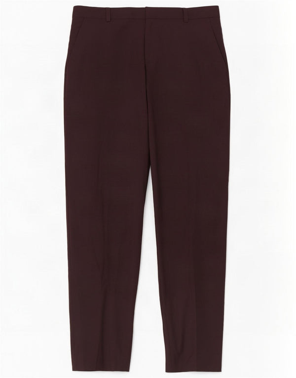 Topshop Pantalones de traje ajustados para mujer UK 12 Medium W30 L27 Poliéster burdeos