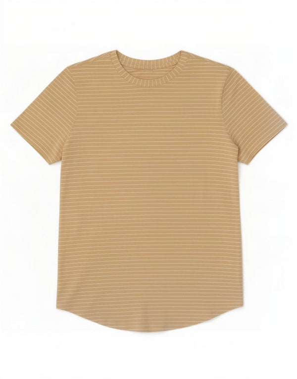 Lululemon Camiseta para mujer Top UK 40 Medium Beige Rayas